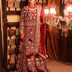 Elegant Maroon Embroidered Dress